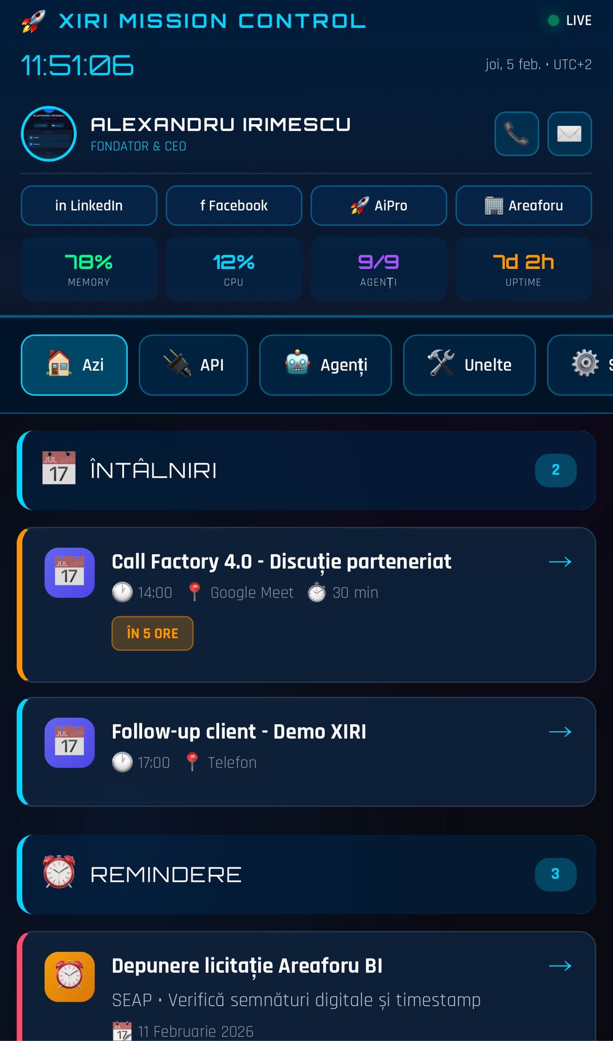 XIRI Dashboard Preview